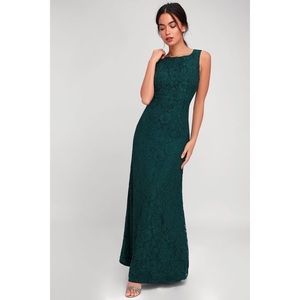 Forest Green Lace Maxi Dress Wedding Guest